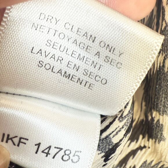 BCBG Max Azria | 100% Silk Blouse | Tie Waist Peplum | Black gray cream | Sz S - Picture 10 of 10